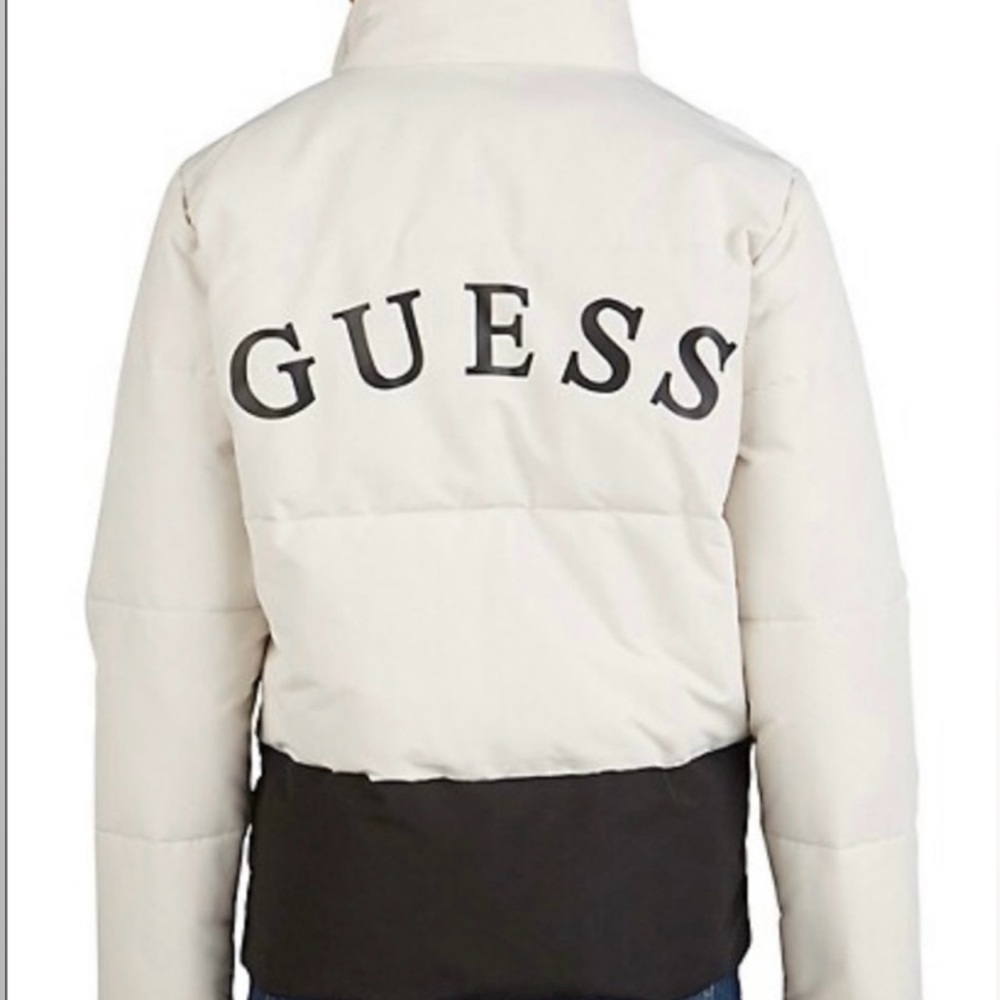 Guess | NWOT Men black and white Heavy-Weight Colorblock Puffer Jacket size L - Picture 4 of 11
